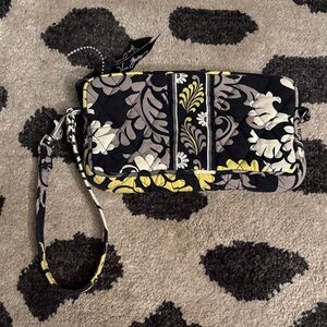 Vera Bradley Black and Yellow Floral Wristlet